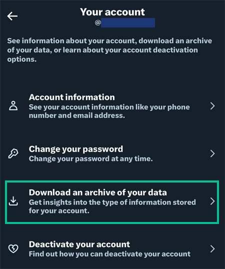 Twitter/X "Your account page"