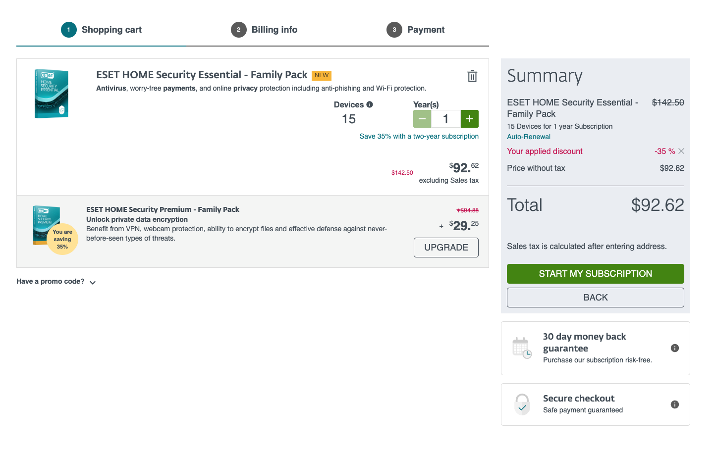 ESEDT family pack BF shopping cart