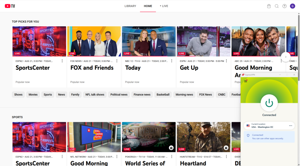 Unblocking YouTube TV from outside the US with ExpressVPN