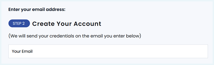 A screenshot of the FastestVPN sign up process that shows the field to enter you email address.