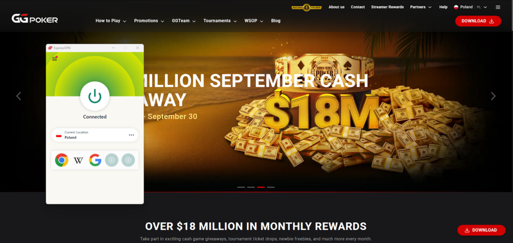 GGPoker unblocked with ExpressVPN
