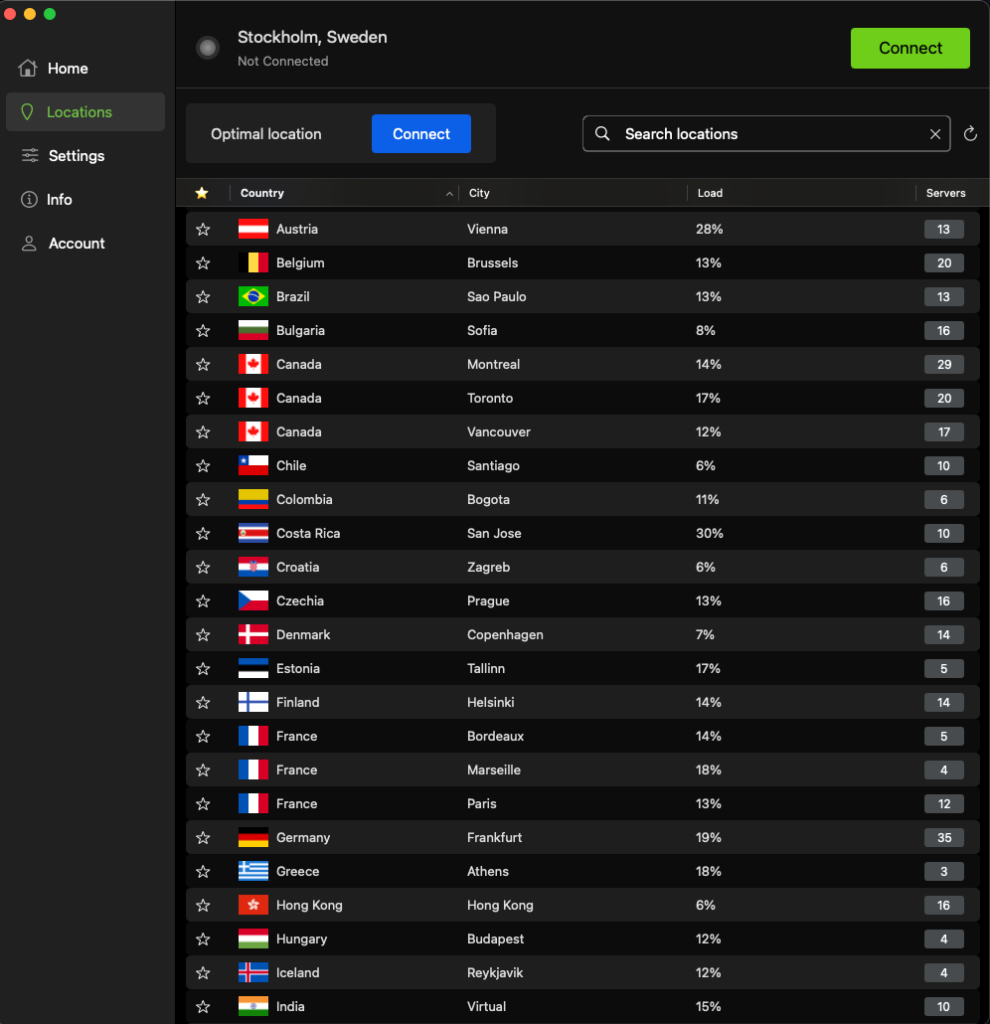IPVanish server list
