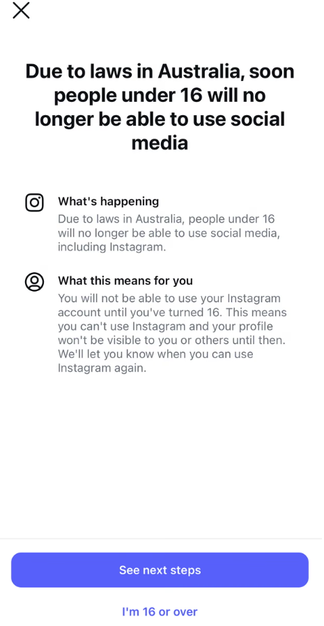 Instagram age verification prompt