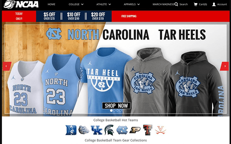 Screenshot of a fake NCAA merchandise store shared by Kaspersky