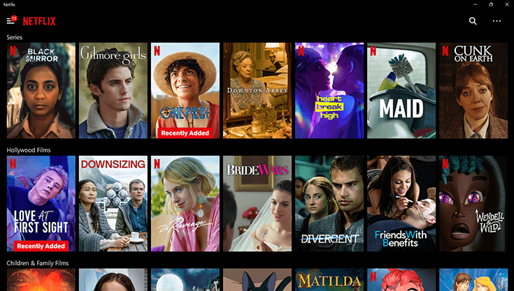 A screenshot of the Netflix library.