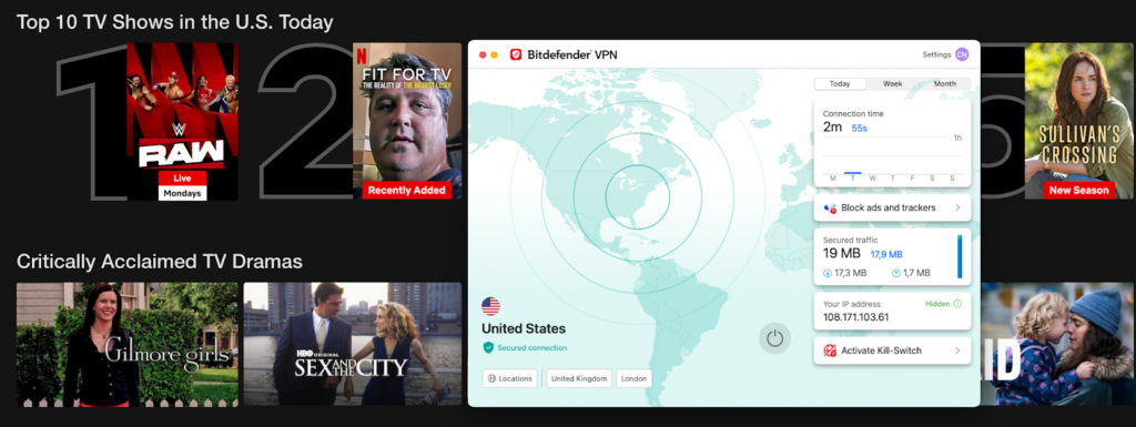 Netflix US unblocked with Bitdefender VPN