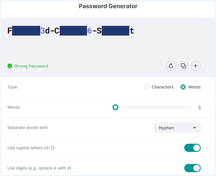 NordPass' password generator