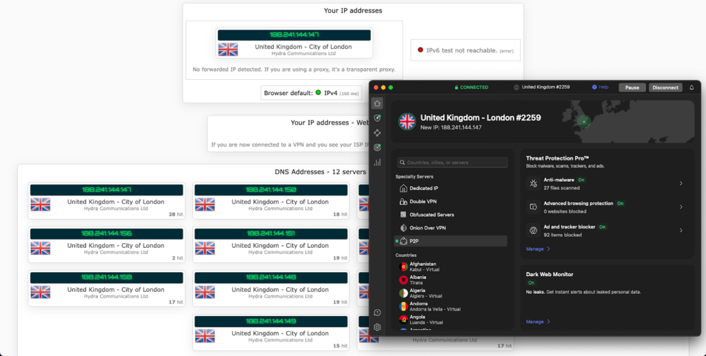 NordVPN leak test results