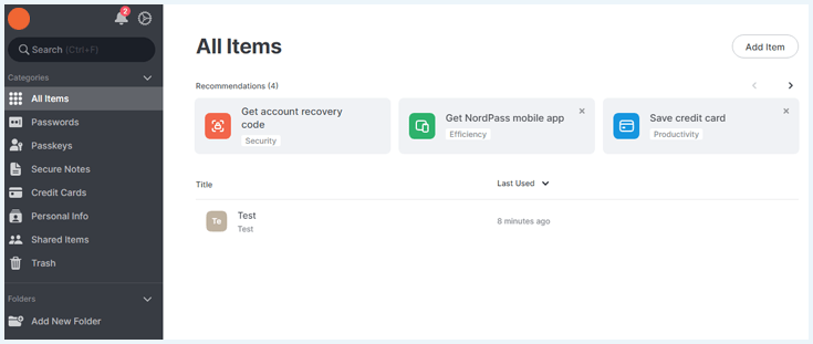 NordPass' desktop app