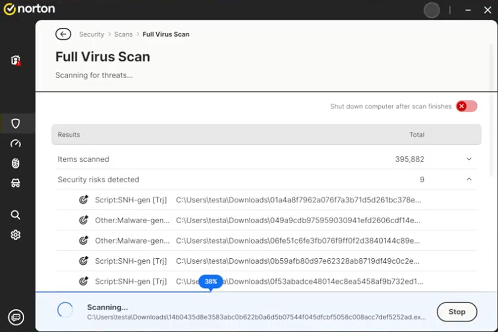 Norton 360 full antivirus scan