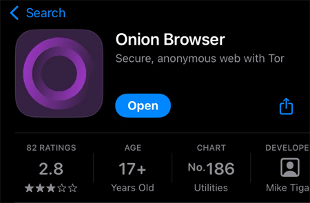 Onion browser in the app store