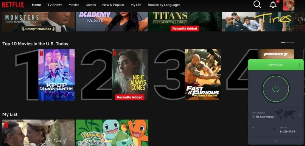 PIA accesses US Netflix