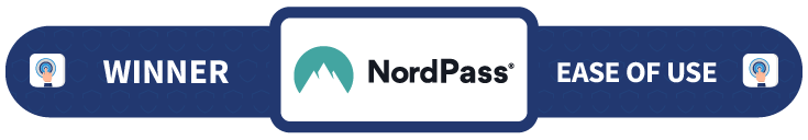 Banner with the text Winner Ease of use: NordPass