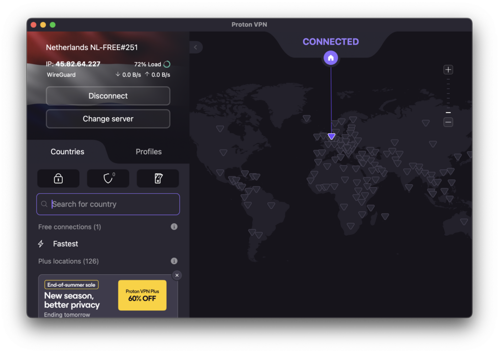 Proton VPNs free servers