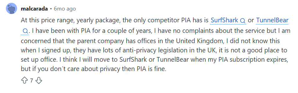 Redditor's PIA experience