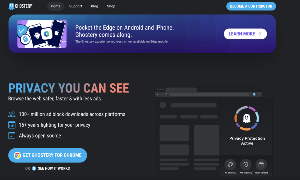 Ghostery homepage