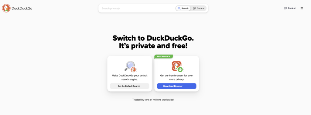 Screenshot of DuckDuck Go
