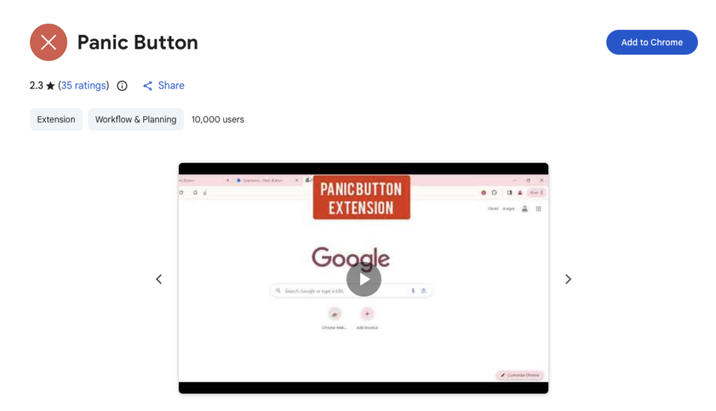 Screenshot of Panic Button