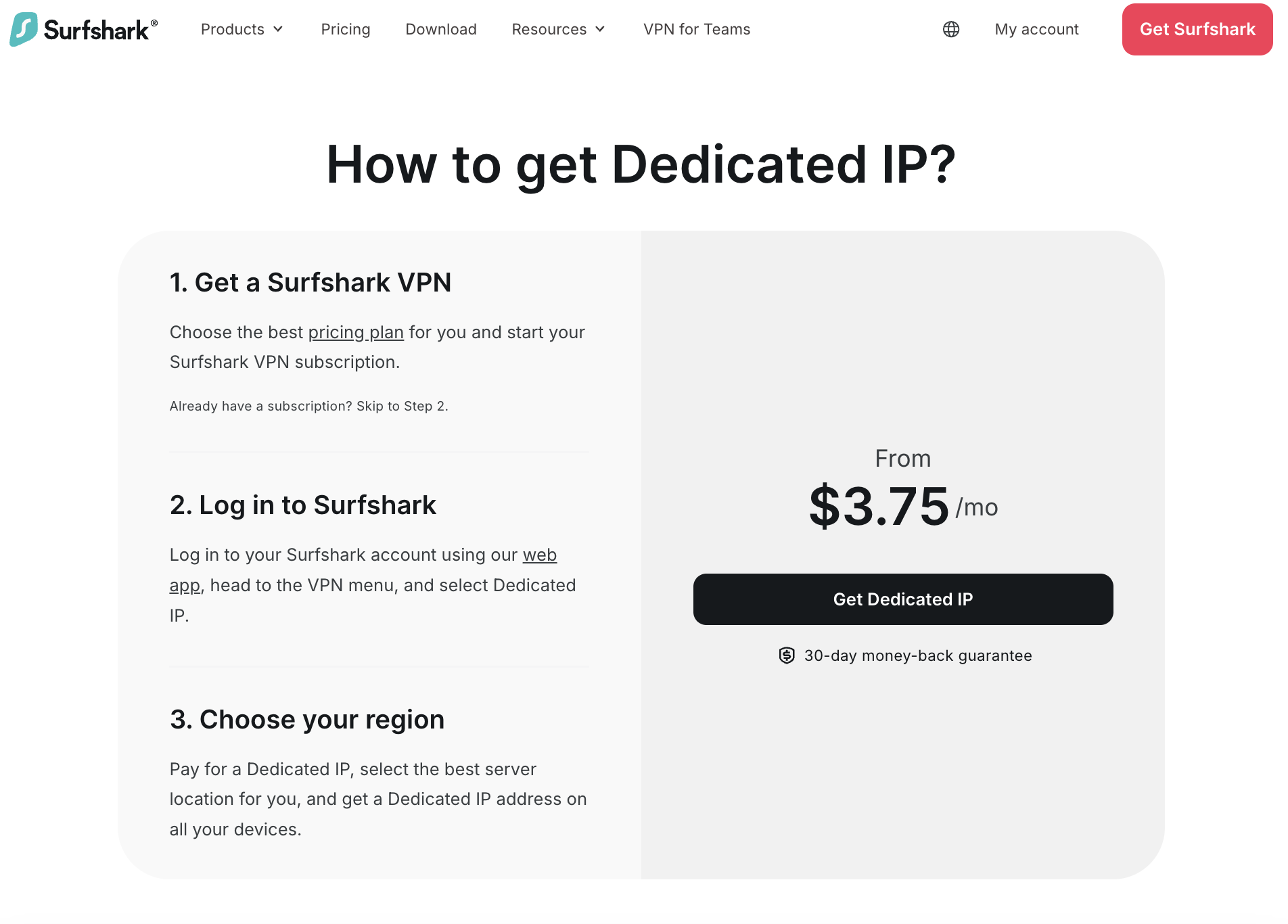 Get Surfshark dedicated IP address