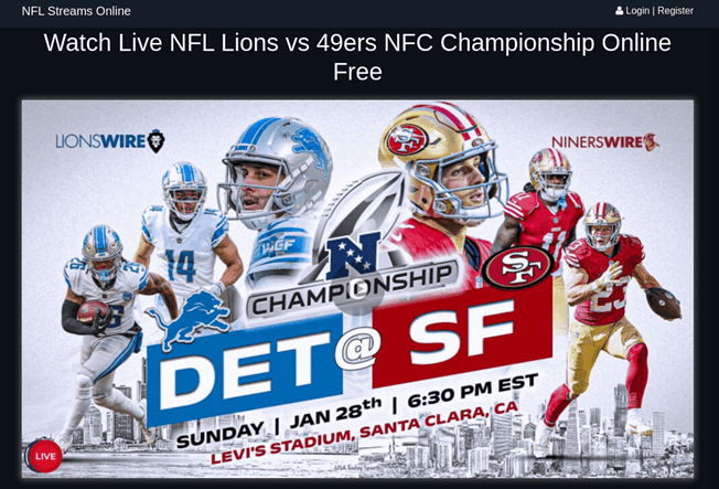 An unofficial Super Bowl LVIII streaming site