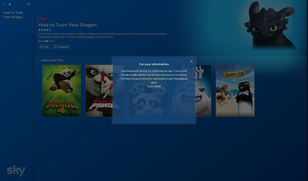 Sky go error