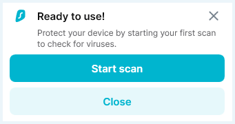Popup notice about the installation of Surfshark Antivirus