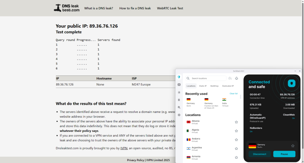 Surfshark's DNS leak results explained