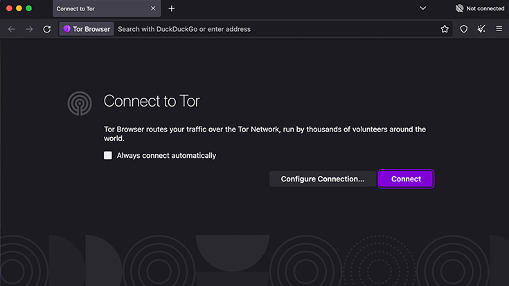 A screenshot of the Tor browser's homepage