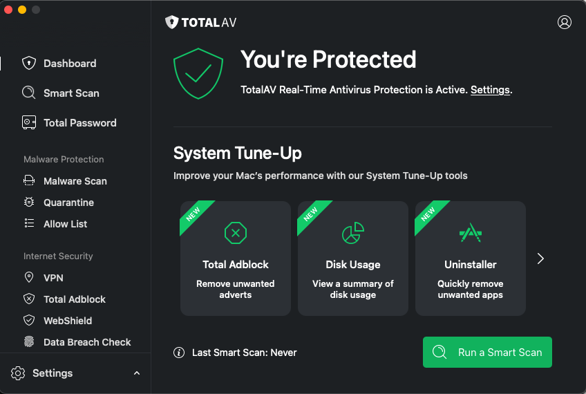 TotalAV dashboard view