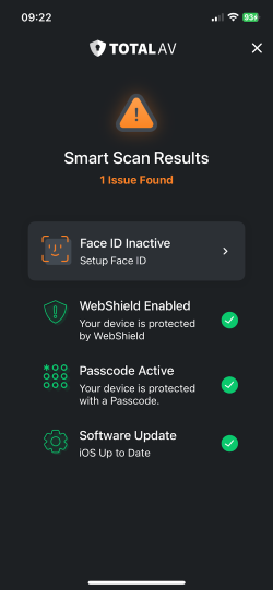 TotalAV iOS scan results