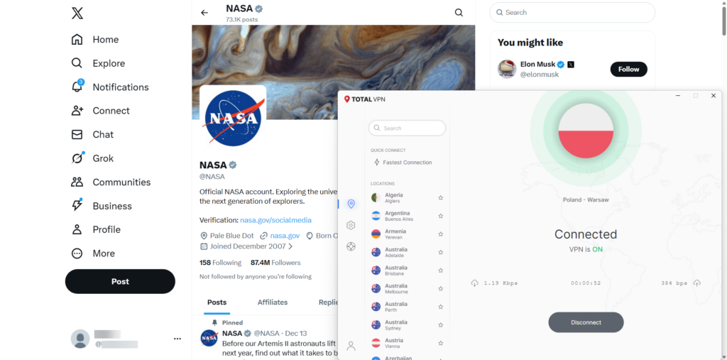 TotalVPN bypassing Twitter (X) age verification