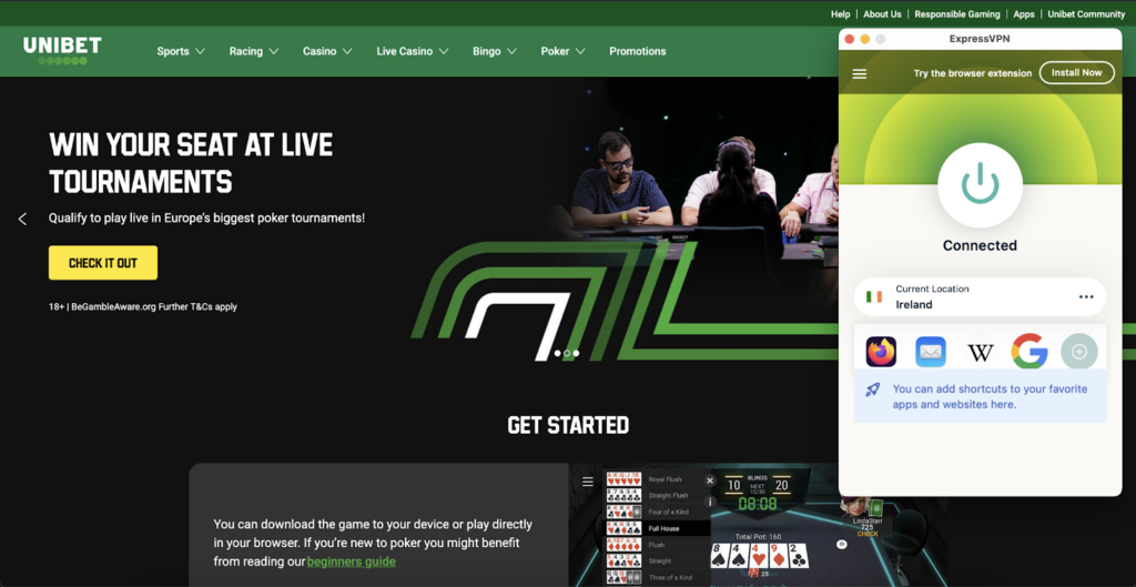 Unibet with ExpressVPN
