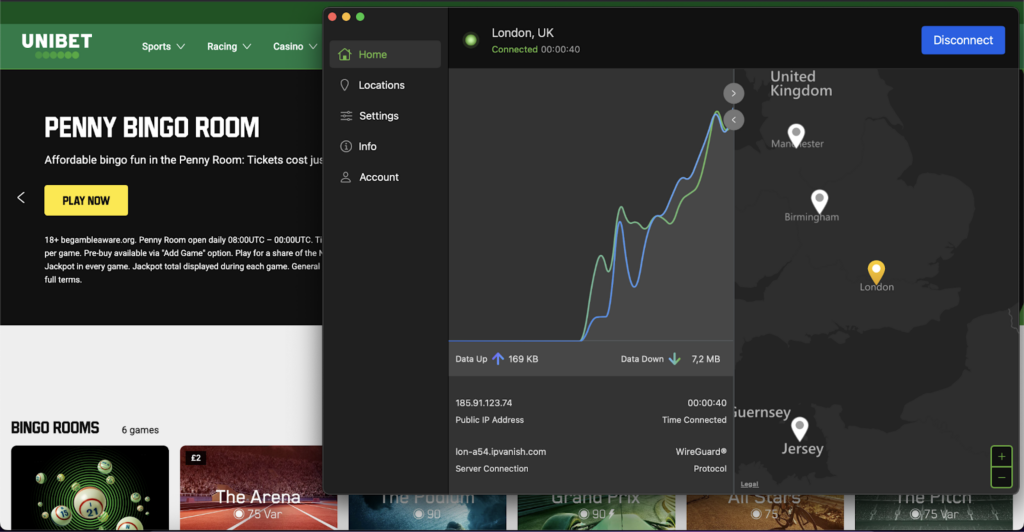 Unibet with IPVanish