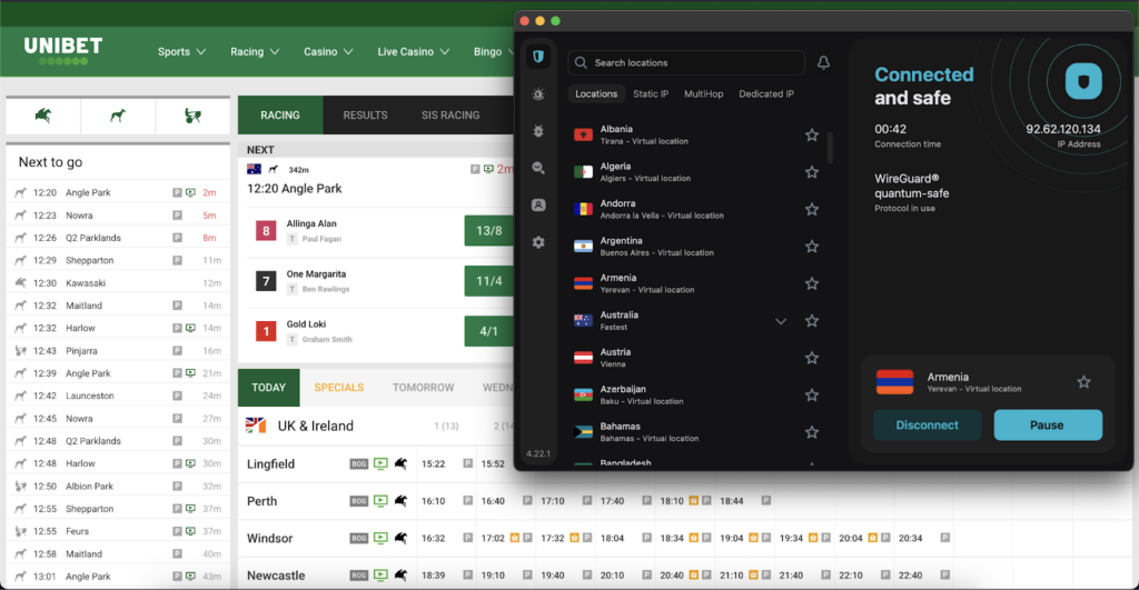 Unibet with Surfshark