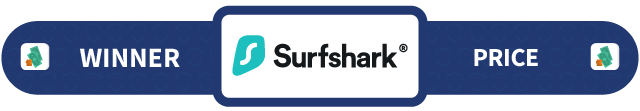 Banner with the text Winner Price: Surfshark