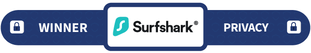 Banner with the text Winner Privacy: Surfshark