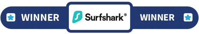 Banner with the text Winner: Surfshark