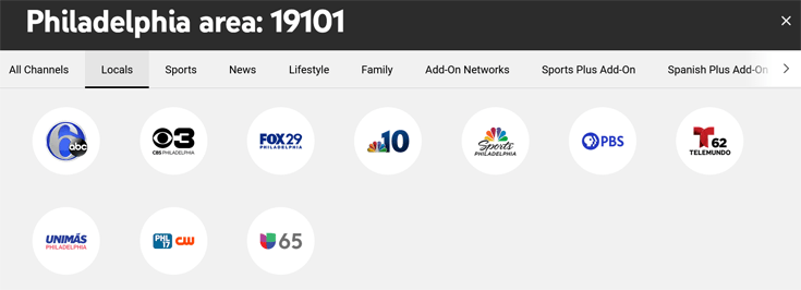 An overview of local YouTube TV channels in the Philadelphia area.