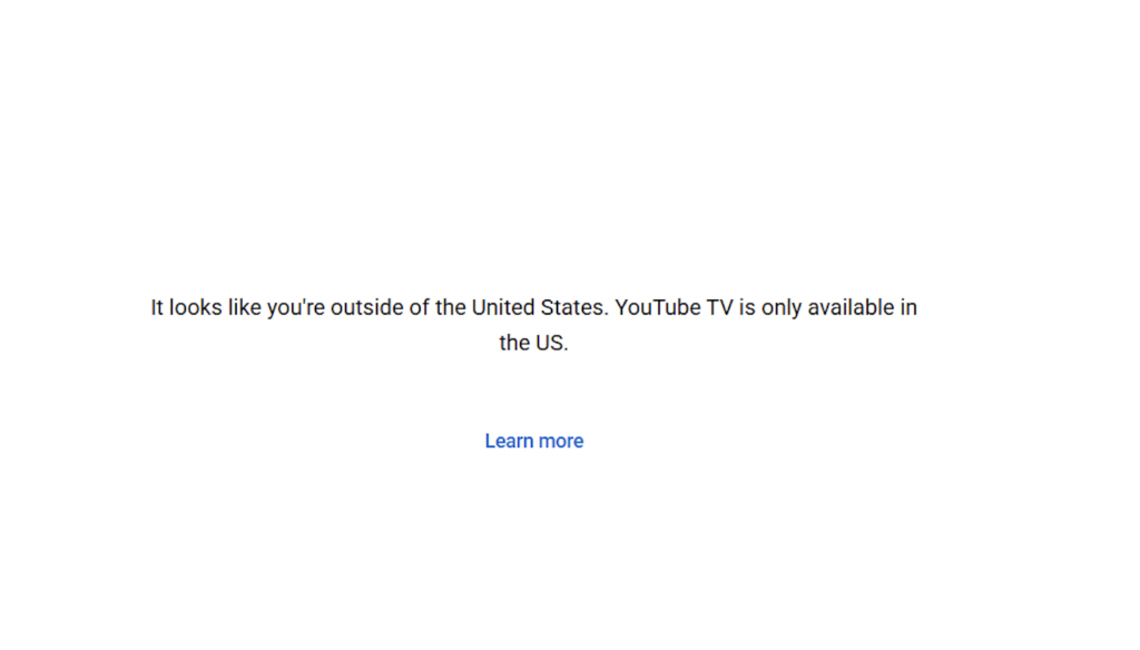It looks like youre outside of the United States YouTube TV error