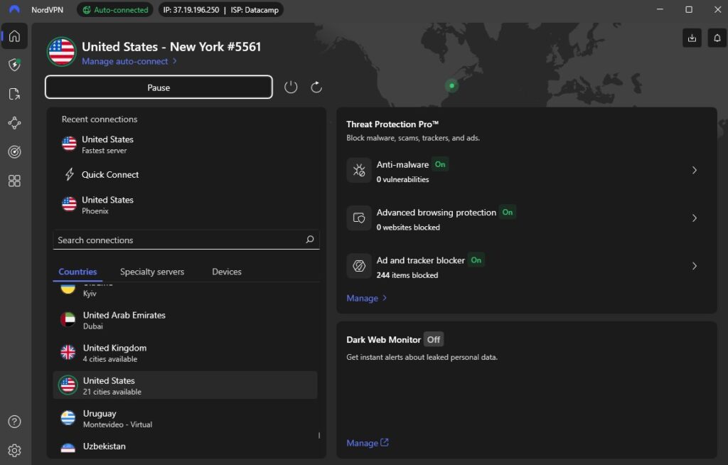 Access Apps in ChatGPT with NordVPN US server