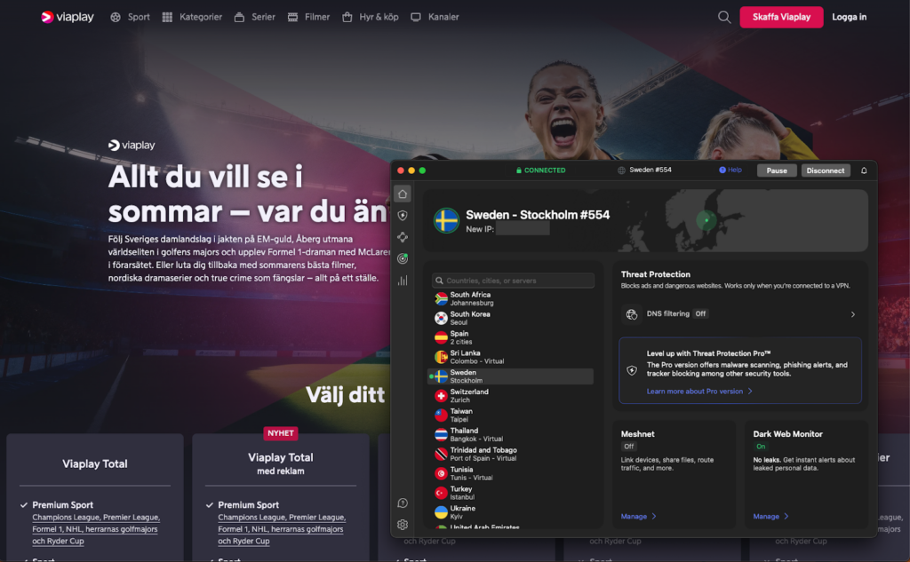 Access Viaplay with NordVPN