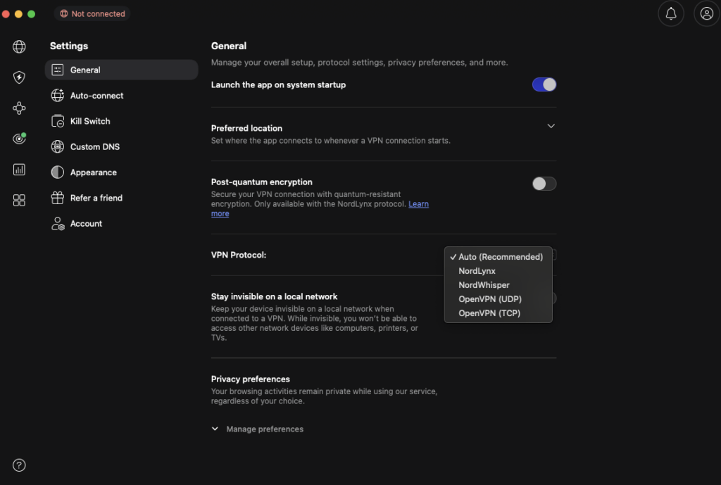 NordProtocol Auto Connect screenshot