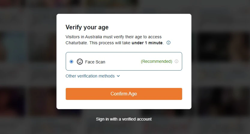 Chaturbate age verification in Australia
