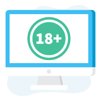 computer screen with 18+ logo