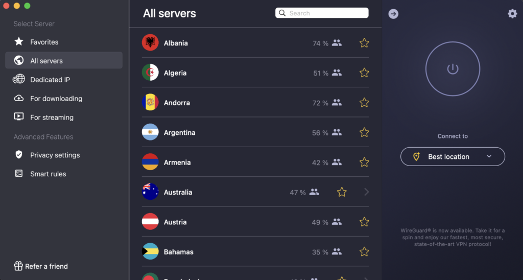 Connect to one of CyberGhost VPN's servers