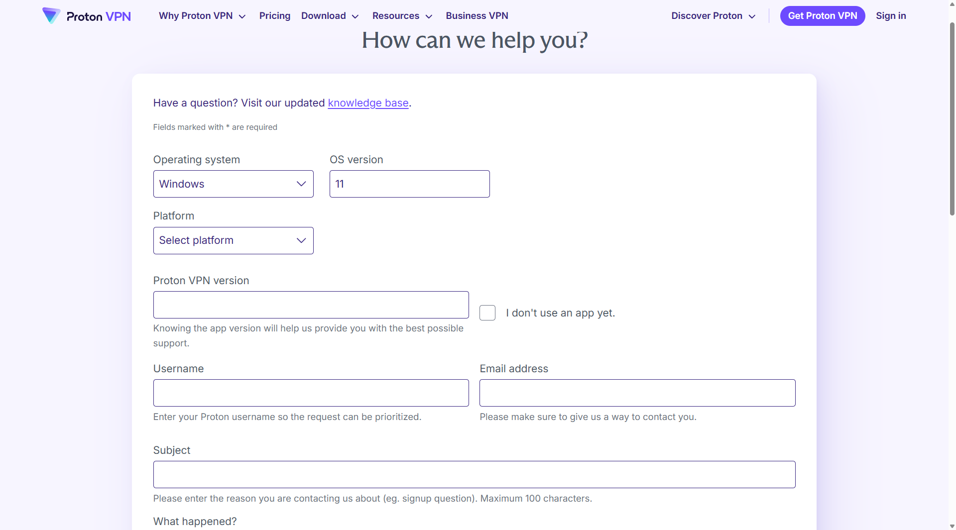 Fill out a form to get a Proton VPN refund