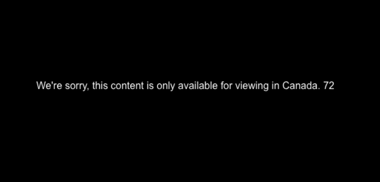 Crave is blocked outside the US and shows an error