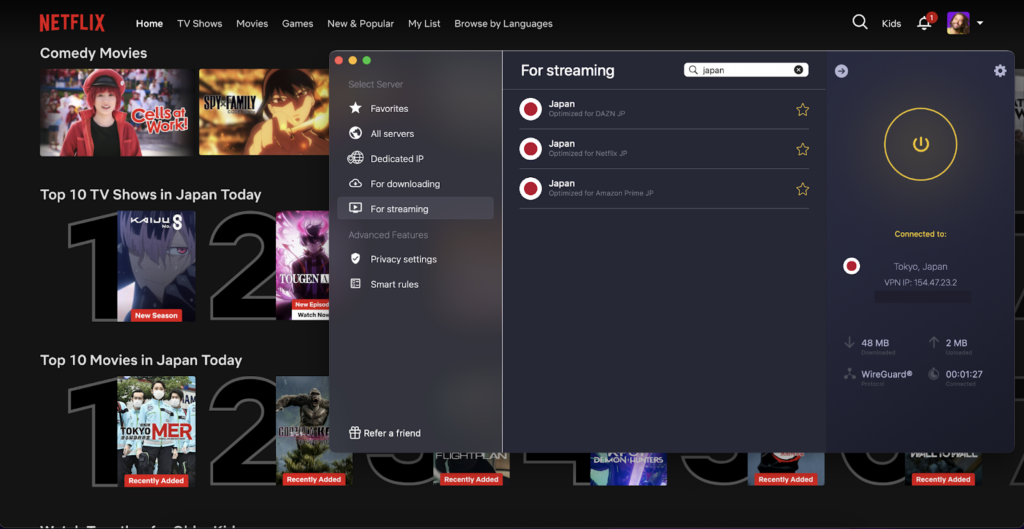 Netflix Japan unblocked with CyberGhost