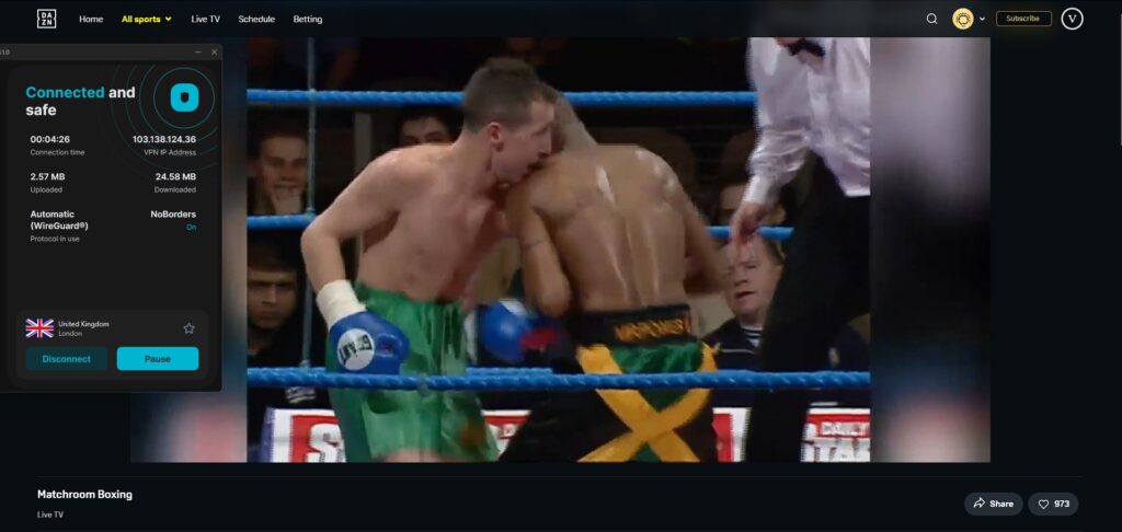 Surfshark unblocking DAZN UK and streaming boxing
