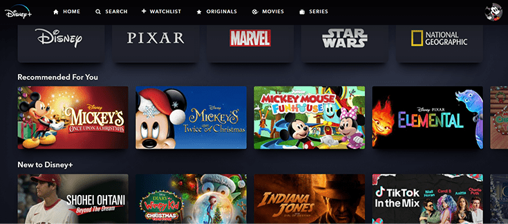 PrivadoVPN accesses UK Disney+ PrivadoVPN accesses UK Disney+ library view